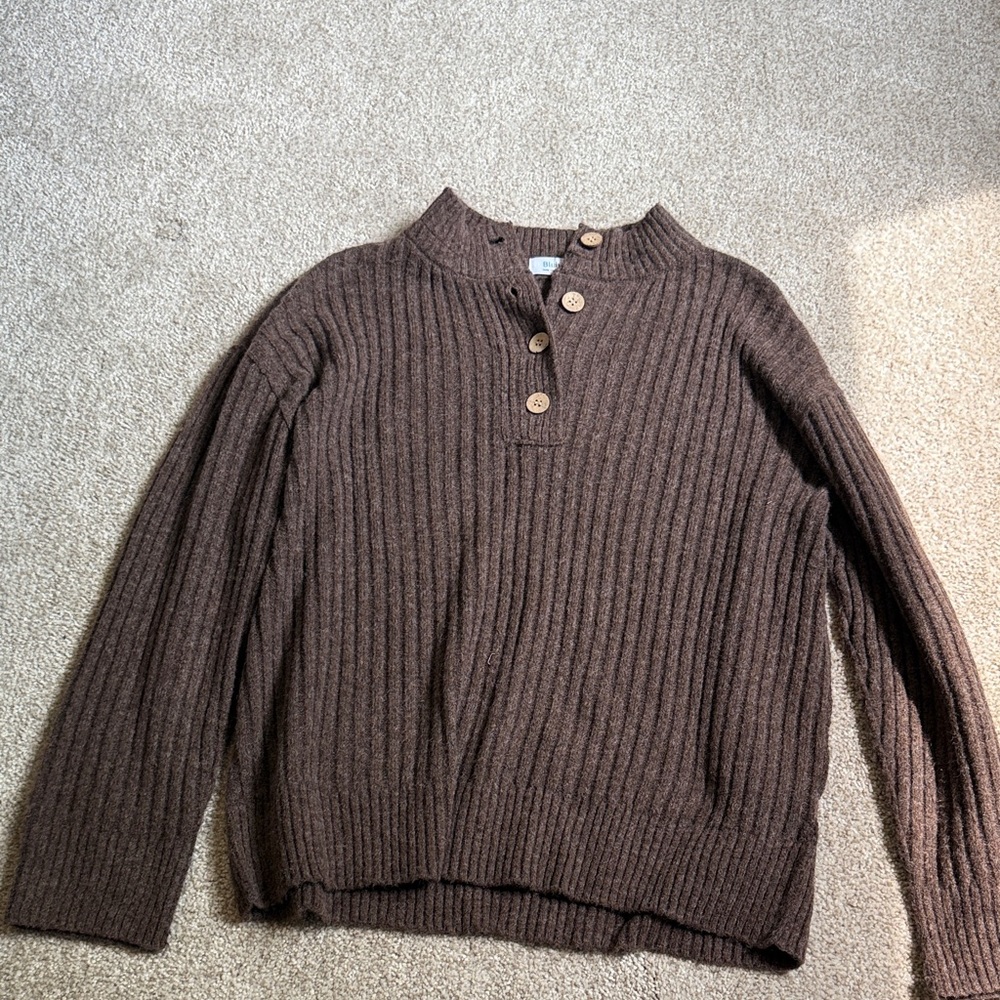 Bluivy Brown Ribbed Knit Sweater